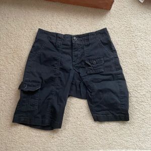 Navy blue long cargo shorts